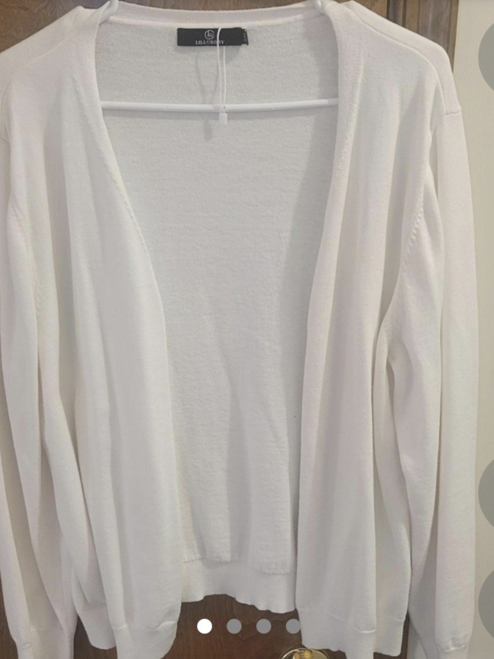 Lilla P White Open-Front Lightweight Cardigan
